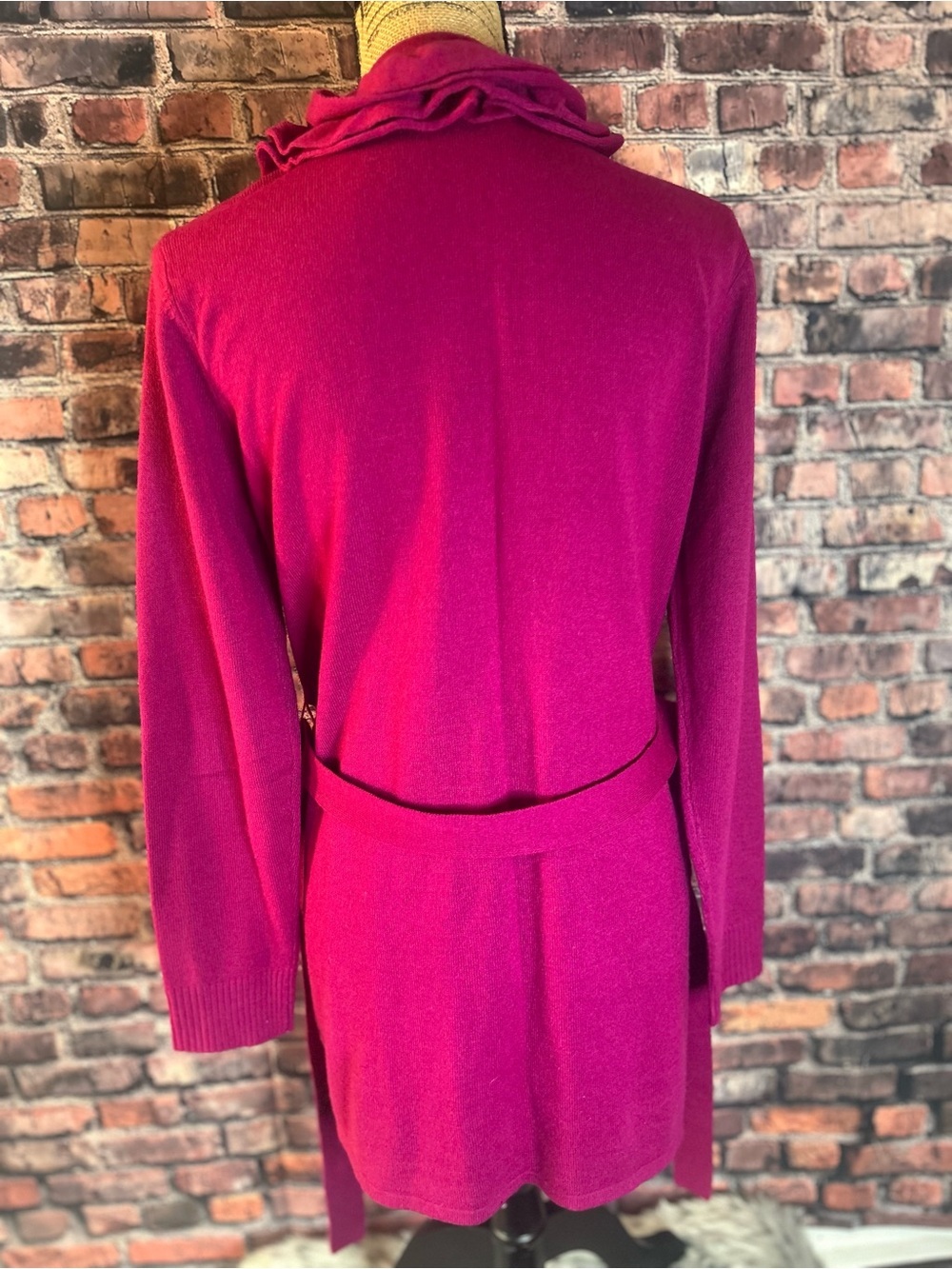 New York & Company Fuchsia Ruffled Open-Front Cardigan - Picture 7 of 7